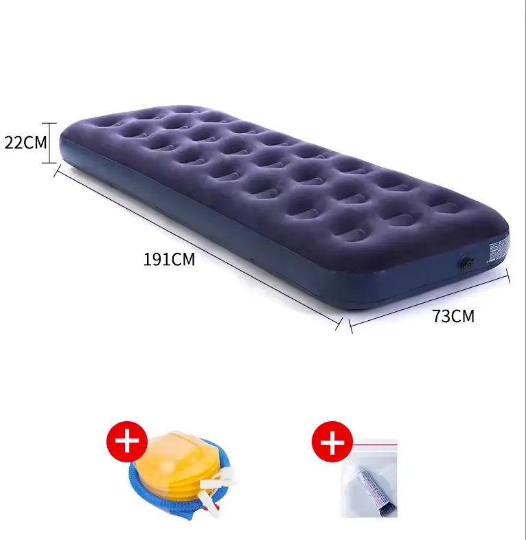 Matelas gonflable pour invités et maison, surface floquée et PVC durable, gonflage rapide, matelas pneumatique pour camping